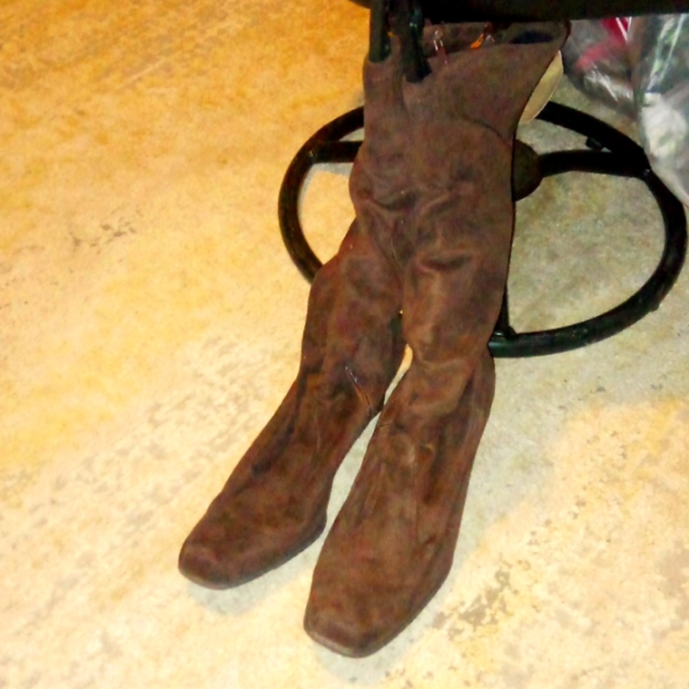 "FRANCO SARTO" Dark brown KNEE high zip-up 8" high heel boots SIZE: 8 @SEE PICS - Picture 2 of 8